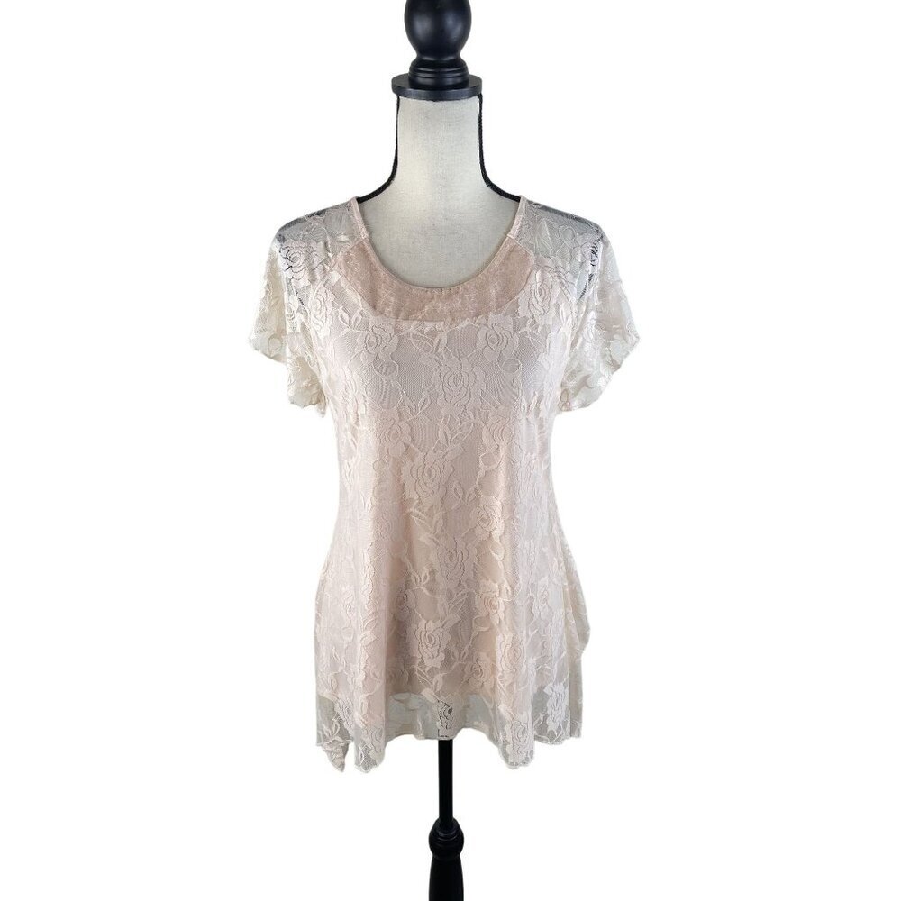 Shannon Ford New York Lace Floral Short Sleeve Top S